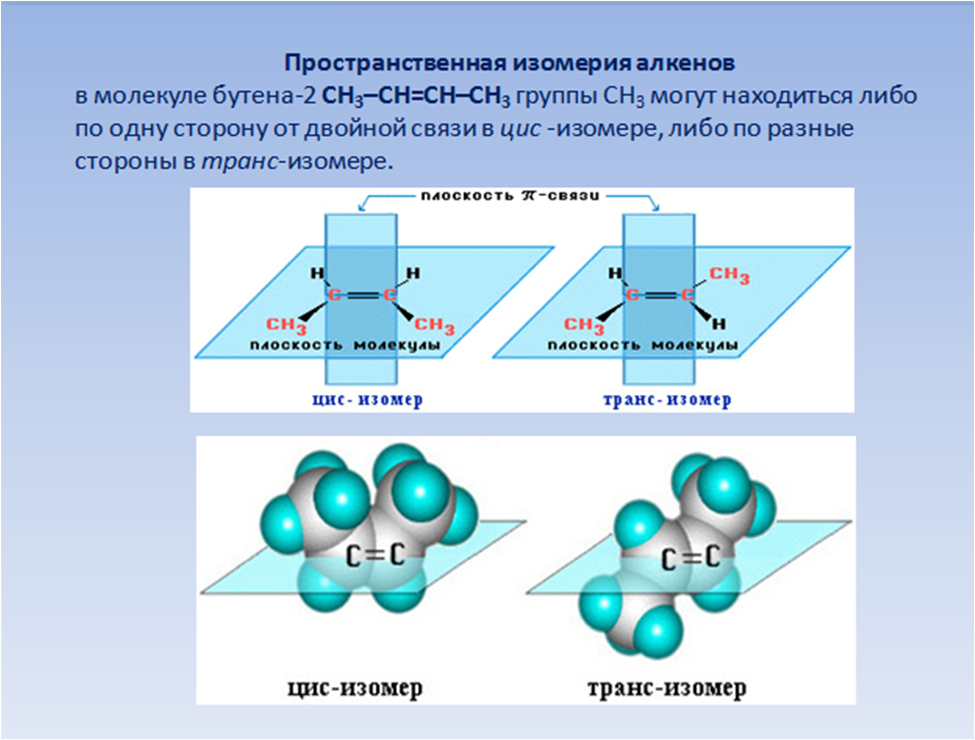 Двойная связь в алкенах. Пространственная формула алкенов. Пространственная изомерия алкинов. Пространственное строение молекул алканов алкенов. Пространственная форма молекулы алкенов.